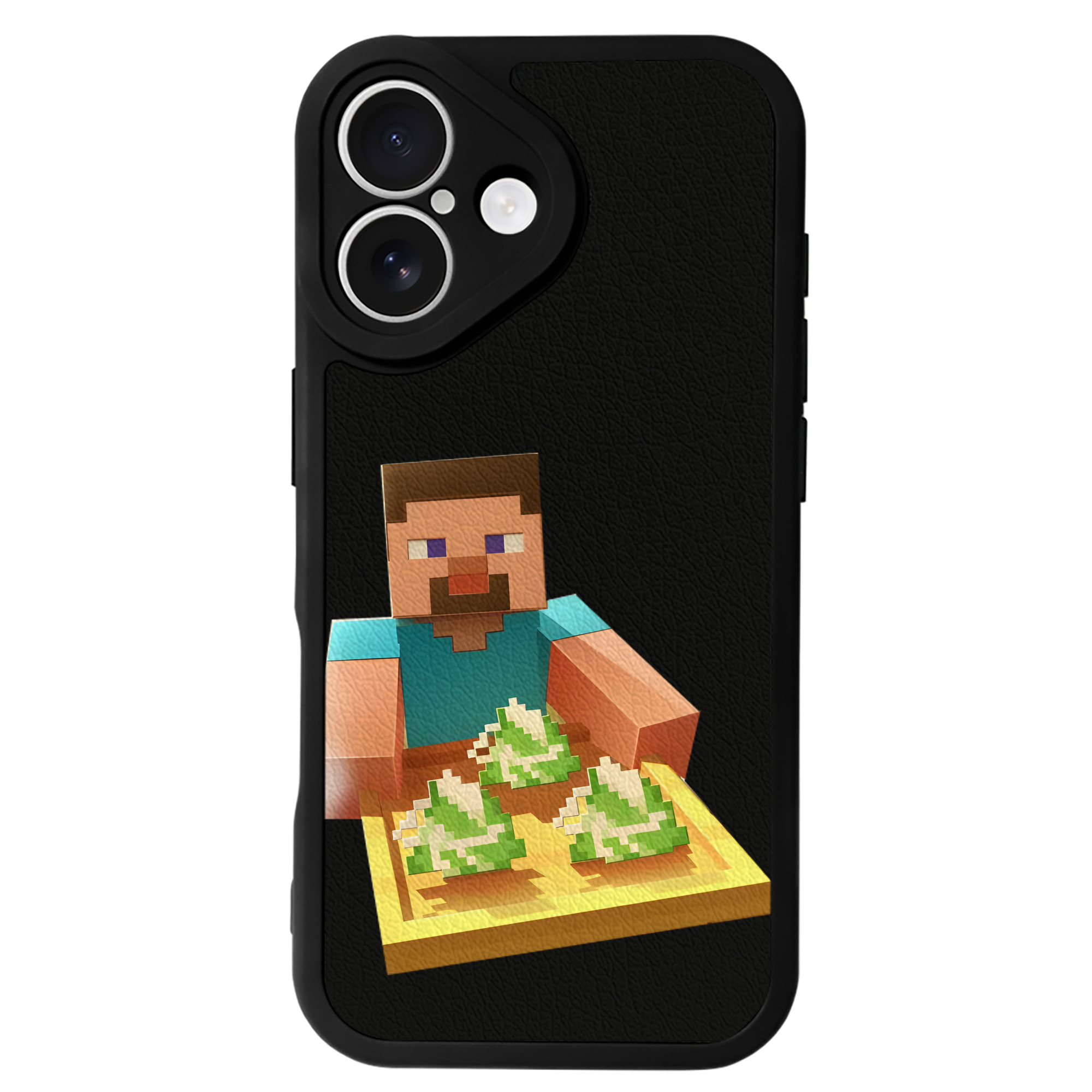 （画像用） マインクラフト ブロックの世界 Minecraft MC Block world 【iPhone 16シリーズ対応】シリコンスマホケース（レザー調） 材質：シリコン
